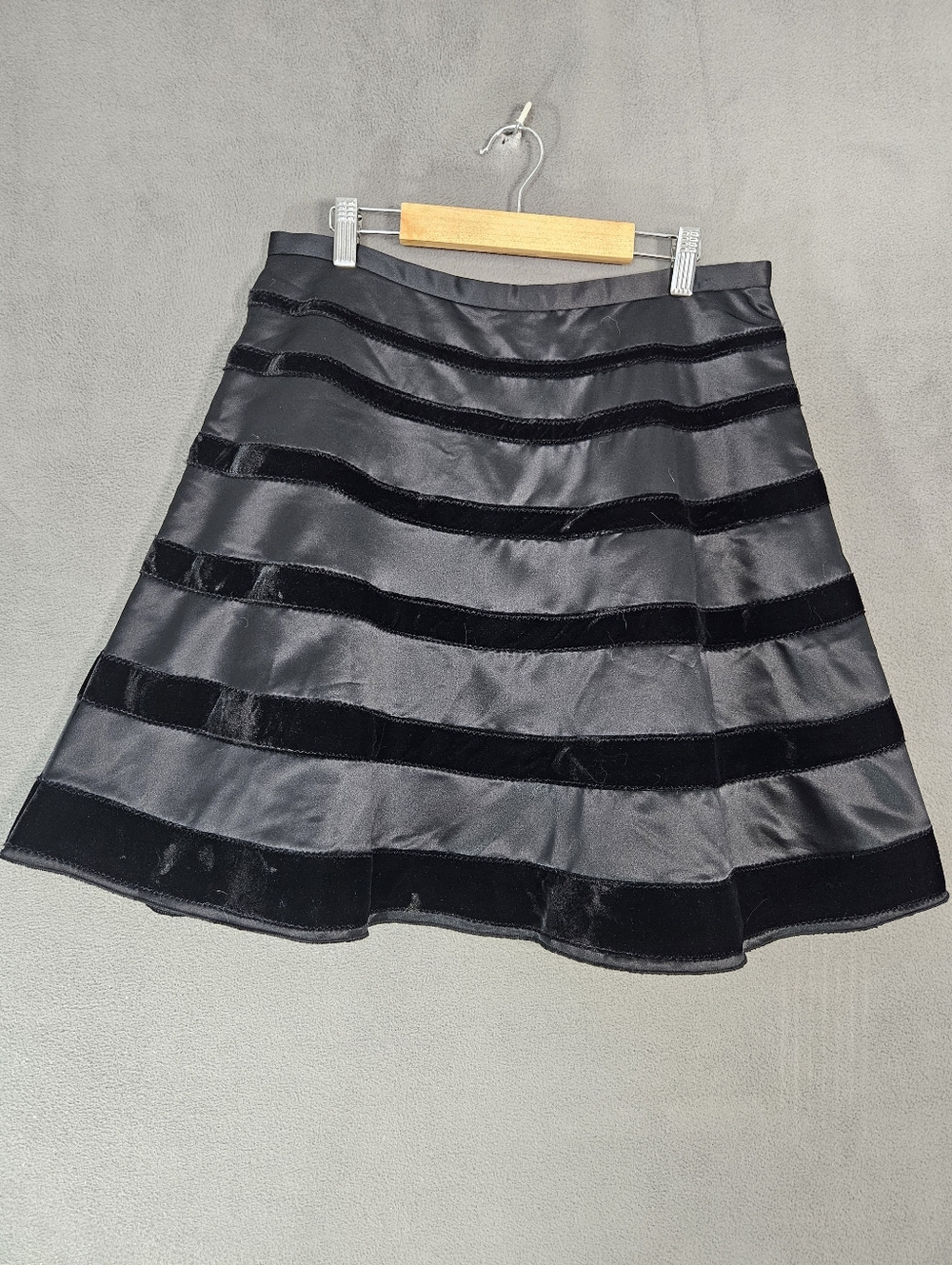 Behnaz Sarafpour X Target Black Velvet Striped Skirt Flare Size Medium